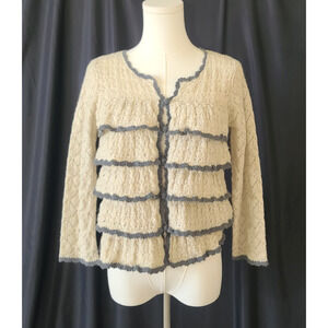 Odd Molly Cream and Gray Cardigan